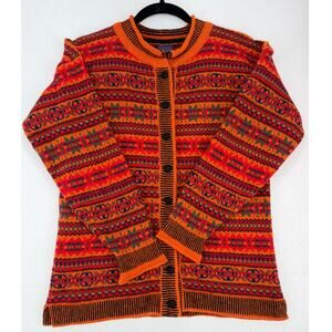 Over The Rainbow Orange Black Cardigan Sweater Made in Scotland S/M